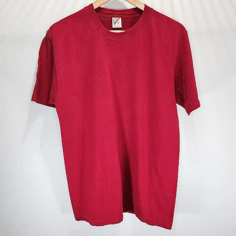 Jerzees‎ Vintage Cotton Single Stitch USA Made Shirt Red Blank 90s Rare Size XL